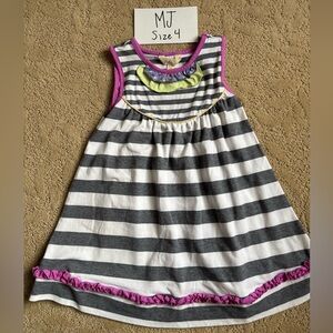 Matilda Jane Striped Sleeveless Dress with Purple Trim - Size 4
